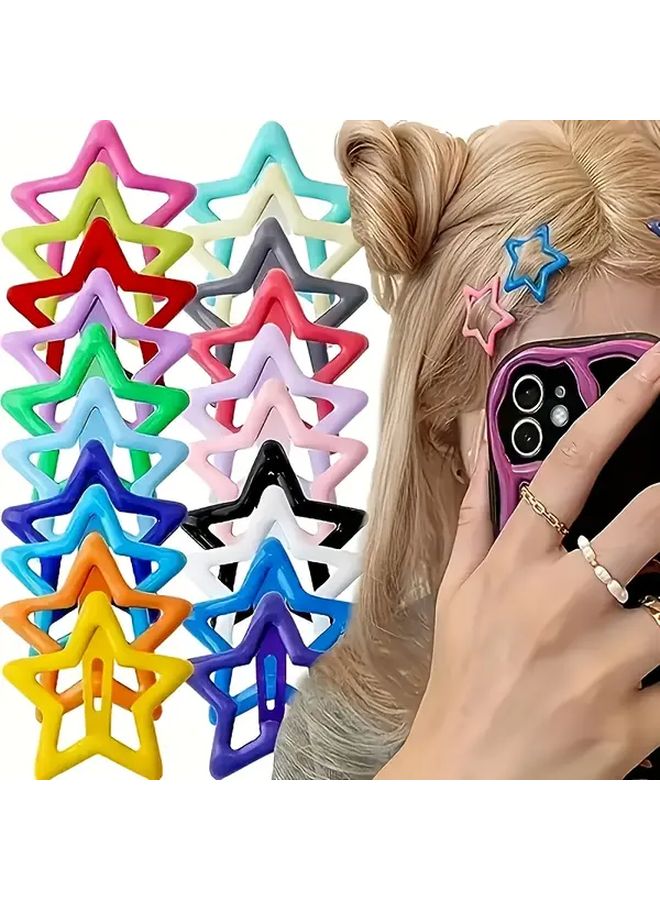 Sweet Fresh Five Pointed Star Hair Clips 50 Pieces Multicolor Alloy Hairpins Lightweight Party Accessories - Image 2